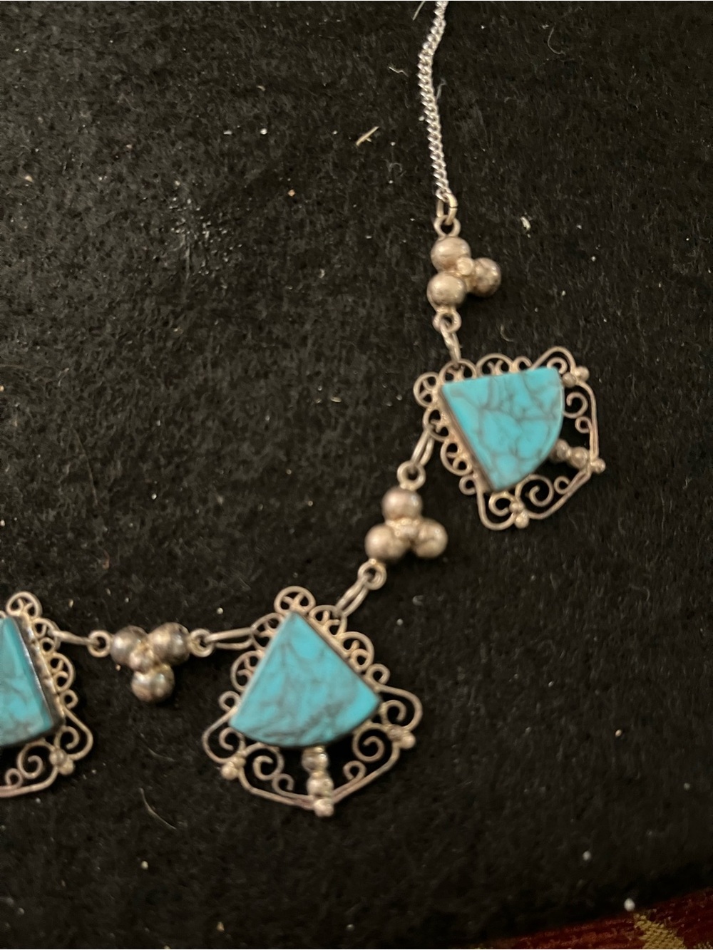 Turquoise style Stone Filigree Statement Necklace - Women Jewelry - Picture 2 of 3